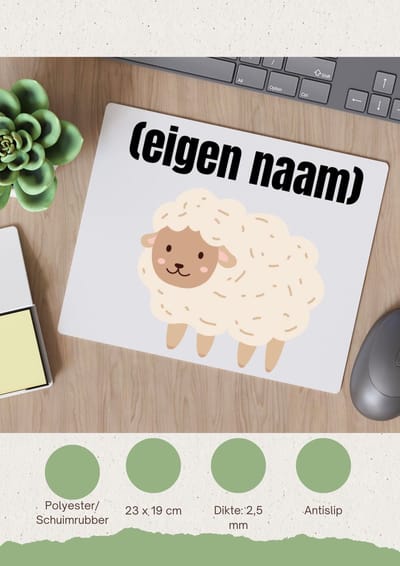 Akyol - schaap met eigen naam Muismat - Schaap - boeren/schapen liefhebbers - iemand die houdt van schapen - verjaardag - cadeau - kado - geschenk - 23 bij 19 cm