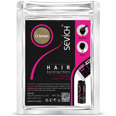 SEVICH Haarvezels | Haarpoeder Tegen Haaruitval | Haarverdikker | Verbergt haaruitval | Keratine Hair Fibers | Kale Plekken Camoufleren | Dun Haar Verdikken | Haar Concealer | Light Brown | Hair Building Fibers | Haar Volume Poeder | Licht Bruin