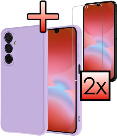 Hoesje - Met 2x Screenprotector - Geschikt voor Samsung Galaxy A26 - Sterk & Shockproof - Back Cover - Siliconen Case - Telefoon Hoes - Lila