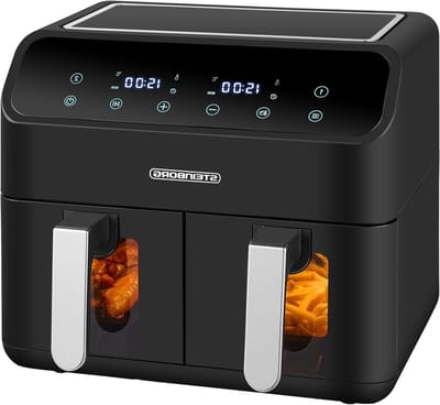Heteluchtfriteuse Dubbel - Mini Oven - Gezond Koken - Twee Zones - 8 Liter - Zwart