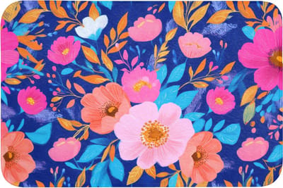Badmat 90x60 cm - Antislip - Bloemen - Blauw - Roze - Badmatten voor badkamer - Badkamermat - Douchemat - Badkamer mat