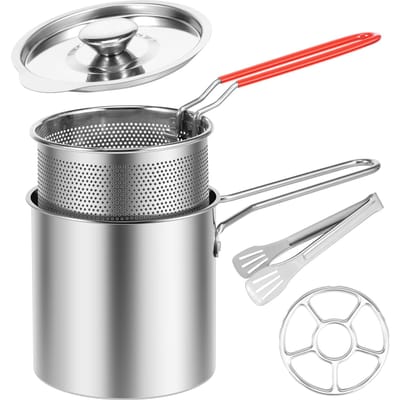 Set Diepe Frituurpan Keuken Friteuse Met Zeef RVS Tempura Friteuse Pan Frituurpan Kip Gebakken Kip Kookgereedschap