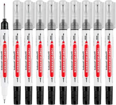 Markeerpennen - Diepe Gaten Markers - Precisie Markeren - Verlengde Naaldneus - 10 Stuks - Zwart