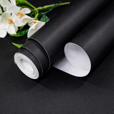 55cm Breedte Zelfklevende Folie Groen Mat Verdikte Sticker Meubels Keuken voor Kasten Tafels Muur DIY Renovatie Behang 40cmx5M zwart