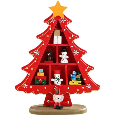 Tafelblad Houten Kerstboom Exquise Mini Handig Geplaatste Desktop Kerstboom Decor voor rood