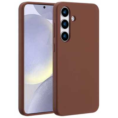 Accezz Hoesje - Geschikt voor Samsung Galaxy S25 Plus - Liquid Silicone Backcover met Magnetische Ring - New Tea Brown