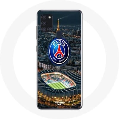 Coque - maniacase - Samsung Galaxy A21S - Noir - Souple - PSG Logo Tour Eiffel noir