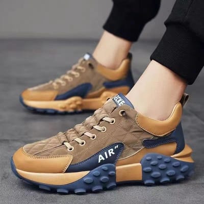 Chaussures pour hommes printemps nouveau sport loisirs papa chaussures hommes rehaussent semelle épaisse hommes baskets chaussures de marée 42 kaki