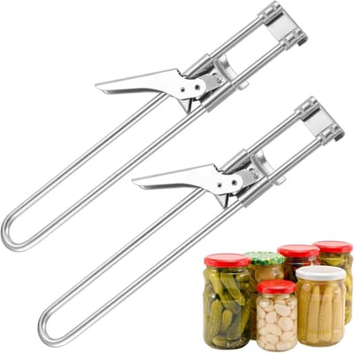 Handmatige Blikkenopener Set van 2, Verstelbare RVS Potopener, Antislip Keukengereedschap voor Senioren en Dames, Ideaal voor Gemakkelijk Openen van Blikken en Flessen