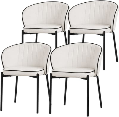 Set van 4 eetkamerstoelen met rugleuning & armleuning Beige met metalen poten tot 120 kg ML-Design