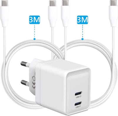 Usb C Oplader voor Galaxy A57, A56, A55, A54, A36, A35, A34, A33, A26, A25, A24, A23, A17 5G, A16, A15 - 3 Meter - 35w GaN usb C Adapter - Super Fast Charger - GSM Oplader - Usb C Adapter