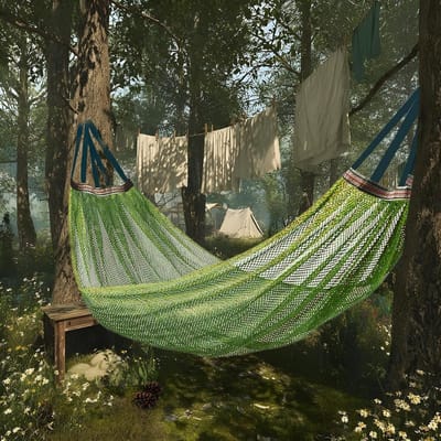 Camping hangmat - Buiten relaxen - Ontspannen buiten - Snelle aanpassingen - 260 x 130 cm - Legergroen