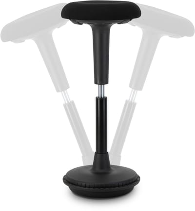Wobblez® Spine Wiebelkruk - in hoogte verstelbare bureaukruk van 65-85 cm voor Sta bureau - Zwarte zitting Zwart frame