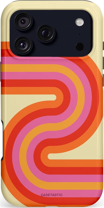 Casetastic hoesje geschikt voor Apple iPhone 17 Pro Max - MagSafe - Dubbellaagse bescherming - Retro wave - Fashion Case - Zand Rood Oranje Roze