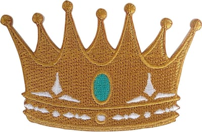 Gouden Kroon Patch - Opstrijkbare Badge - Kleding Versieren - Geborduurd Ontwerp - 3 x 2 Inch - Goud