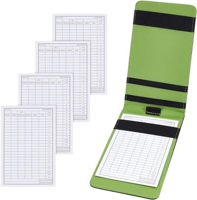 Lederen Golf Scorecard Houder met 5 Scorekaarten, Notitieboek en Potloodlus - 10.8×19cm voor Golf Enthousiastelingen