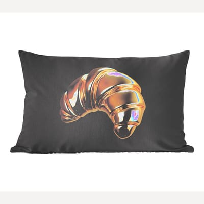 Sierkussens - Kussentjes Woonkamer - 50x30 cm - Croissant - Brood - Goud - Zwart