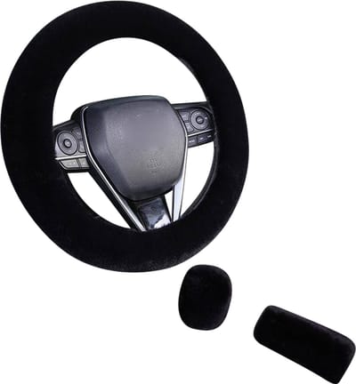 Stuurhoes Auto Set - Extra Zacht Pluche - Zwart - Universeel - Kasey Products