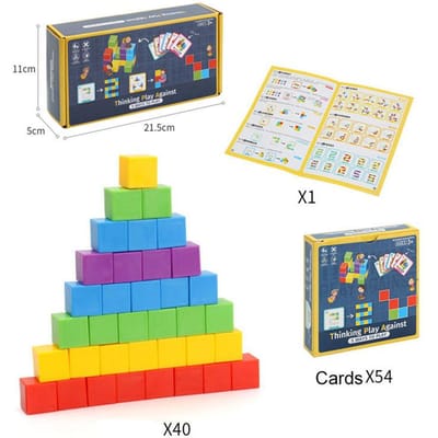 Montessori Magische Blokkenpuzzel Speelgoed Ruimtelijk Logisch Denken Trainingsspel Regenboog Stapelblokken Wiskunde Educatief Speelgoed Voor Kinderen