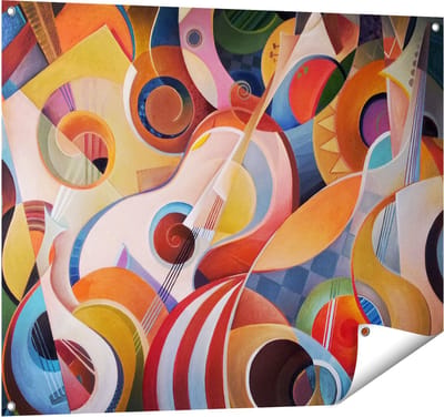 Gards Tuinposter Kleurrijke Gitaar Achtergrond - Abstract - 100x80 cm - Tuindoek - Tuindecoratie - Wanddecoratie buiten - Tuinschilderij