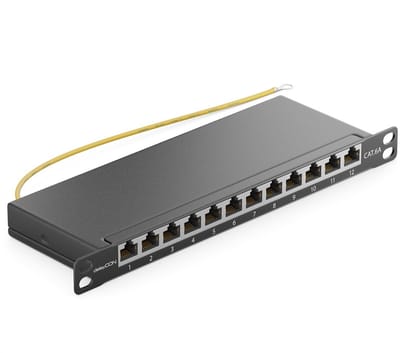 Patchpanel Mini - Netwerkverdeler - Netwerk Installatie - 12 Poorten - 0.5U - Zwart