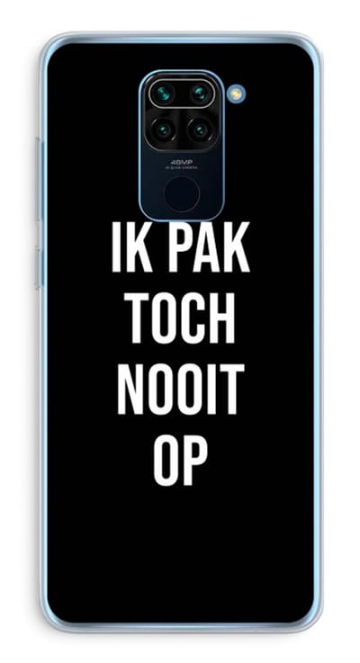 Case Company® - Hoesje geschikt voor Xiaomi Redmi Note 9 hoesje - Ik pak nooit op - Zwart - Soft Cover Telefoonhoesje - Bescherming aan alle Kanten en Schermrand