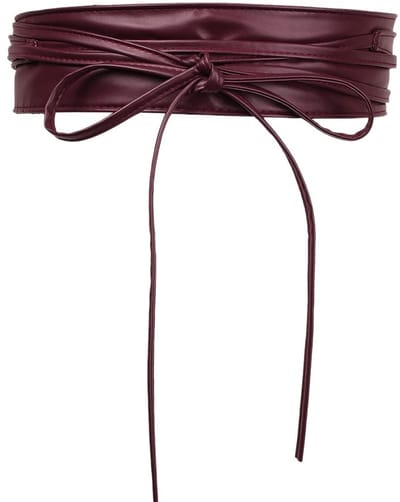 ONF3 - Leren tailleriem - Tailleband voor dames - Wijnrood - Brede obiriem - Geschikt voor bruiloften en feesten - Tailleomvang 60-90 cm