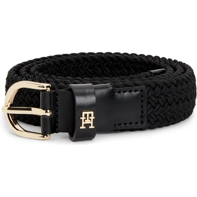 Tommy Hilfiger Essential Th Monogram Braided Elastic Belt Black Größe: 75 | Gürtel Outlet | Damen | Schwarz