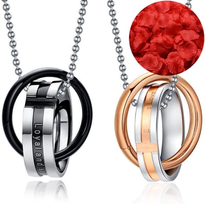 Loyal & Steadfast Ketting Set + Rozenblaadjes = Valentijn Cadeautje voor Hem en Haar - Valentijnsdag - Valentijn Cadeautje voor Mannen