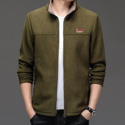 Modetrend Oli Fleece Stand-up Kraag Hoodie Jas Heren Nieuw Eenvoudig Alles met Losse Heren Jas Tide 5XL black