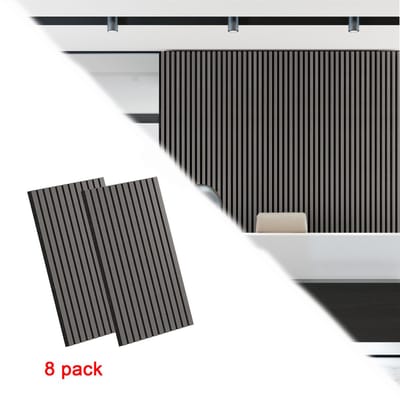 Houten Akoestische Panelen 120×60 cm Eiken Zwart – Akoestisch Wand- en Plafondpaneel – Geluidsabsorptie – Set van 8