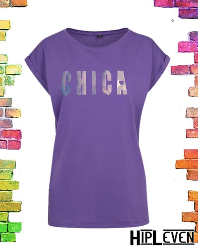 Paars shirt met print Chica | Paars / 5XL (54)
