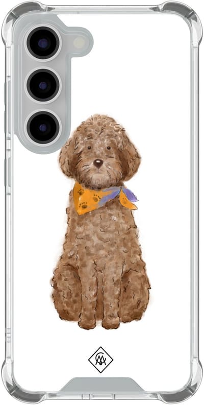 Casimoda® hoesje - Geschikt voor Samsung Galaxy S23 - Labradoodle - Shockproof case - Extra sterk - TPU/polycarbonaat - Bruin/beige, Transparant