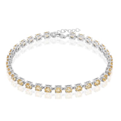 Cavill - Armband 925 Sterling Zilver Gerhodineerd - 29 Ronde Citrienen 6,13 ct - Braziliaanse Edelstenen - Elegante Verstelbare Damesarmband