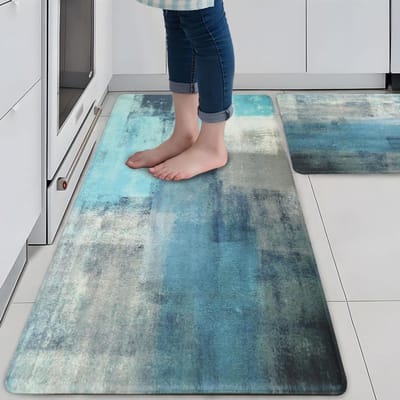 Turkoois Keukenmat Gevoerd Anti-Vermoeidheid Keukenkleden Antislip Matten en Kleden Keukentapijt voor Thuis & Kantoor Vloermat 1PC-40x120cm-16x47in
