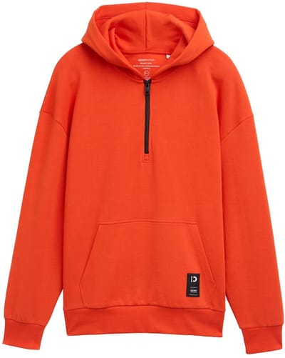 Tom Tailor Denim - Relaxed fit hoodie sweatshirt met rits - Maat S - deep fiery orange
