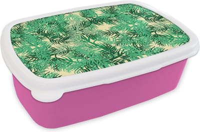 Broodtrommel Roze - Lunchbox - Brooddoos - Jungle - Patronen - Camouflage - 18x12x6 cm - Kinderen - Meisje