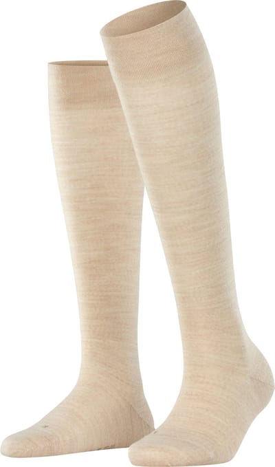 FALKE Sensitive Berlin drukvrije comfort tailleband wol katoen kniekousen dames beige - maat 39-42