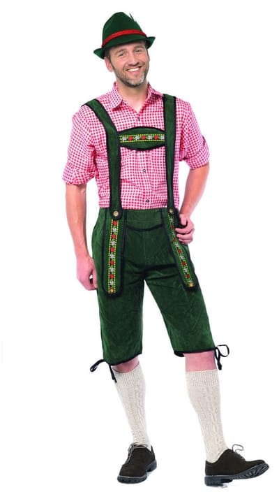 Partychimp Voordelige Lange Lederhose Johann Oktoberfest Heren Lederhosen Man Carnavalskleding Heren - Maat L - Donkergroen - Polyester