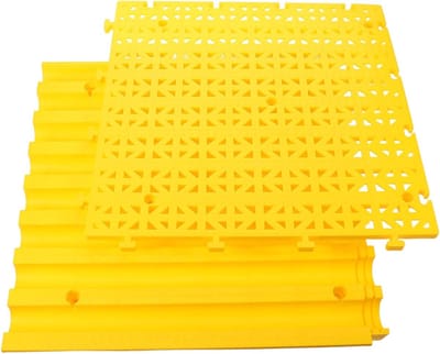 Garage Drainage Tegels - Modulaire Vloerpanelen - Waterafvoer Creëren - Schokabsorberend Rooster - 39.8 x 39.8 x 4 cm - Geel