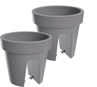 Bloembak Balkonbak Lofly Railing 25x25x23cm STEENGRIJS Prosperplast / 2 STUKS ! /