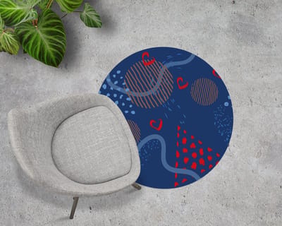 Coloray Vloerbeschermer - Liefdestekeningen Stoel Mat - 100x100 cm - Veelkleurig Bureaustoelmat - Vloerbeschermer Vinyl - Mótif Vloerbeschermer - Ronde Mat - Abstracties Thema