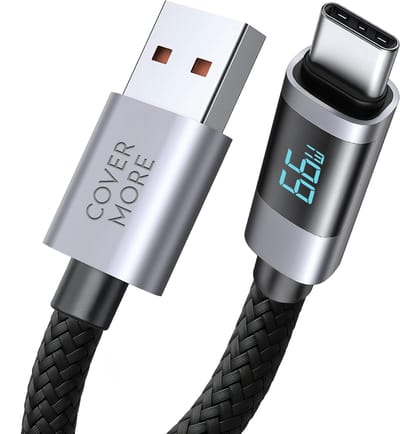 66w usb C kabel - Usb C naar usb A - Oplaadkabel geschikt voor huawei, xiaomi, Samsung smartphone en tablet - Quick charge - Oplader - Stevig - 1m - Zwart