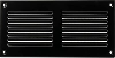 Zwart Metalen Ventilatie Rooster 200x100mm met Insectenhor - Afvoer- en Toevoerrooster