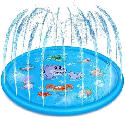 Sproeimat Kinderen - Waterspeelmat Voor Buiten - PVC Splash Pad Met Dolfijn Print - Waterspeelgoed Voor Tuin en Gras - Ø 100 cm