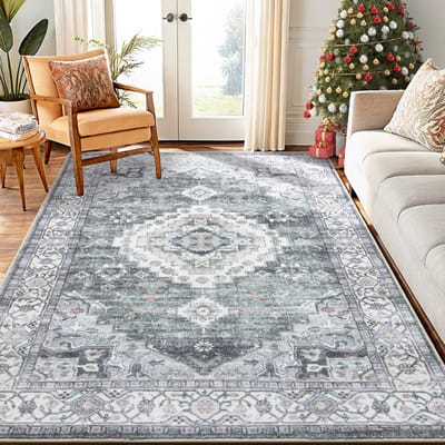 Homaxy - Woonkamerkleed - Zacht Fluwelen Vloerkleed Voor Naast Het Bed - Wasbaar Klein Vloerkleed - 153x214 cm - Rechthoekig - Grijs