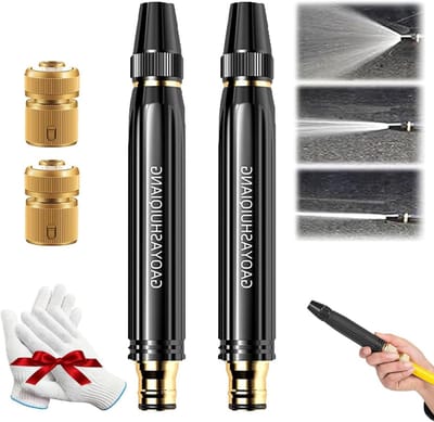 Hogedruk Waterpistool - Reinigingsspuit - Auto en Tuin - Boosterdüse - 2 stuks - Zwart