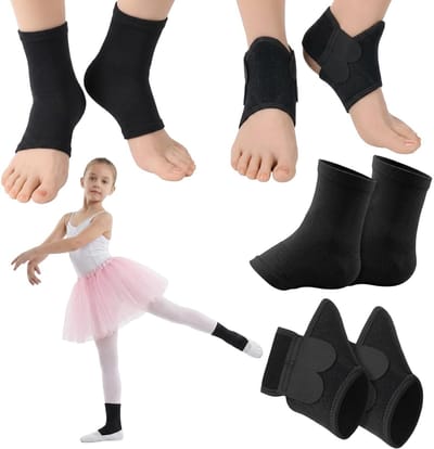 Verstelbare enkelbandages voor kinderen, ademend en comfortabel, ideaal voor hardlopen, dansen en skiën, 2 paar in 2 stijlen
