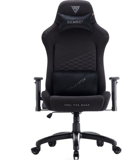 SENSE7 Spellcaster Senshi XL - Ergonomische bureaustoel - Gamingstoel - nek- en lendenkussen - In hoogte verstelbaar - Ademend materiaal - Duurzaam en comfortabel - Maximale belasting 160 kg - Ruim 180 cm lang - Zwart