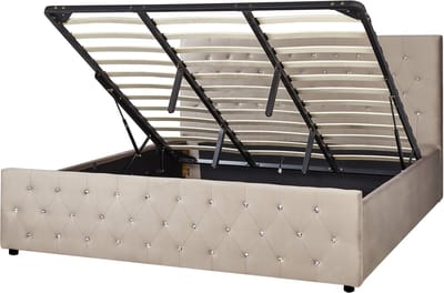 AMIENS - Bed met opbergruimte - Taupe - 180 x 200 cm - Fluweel